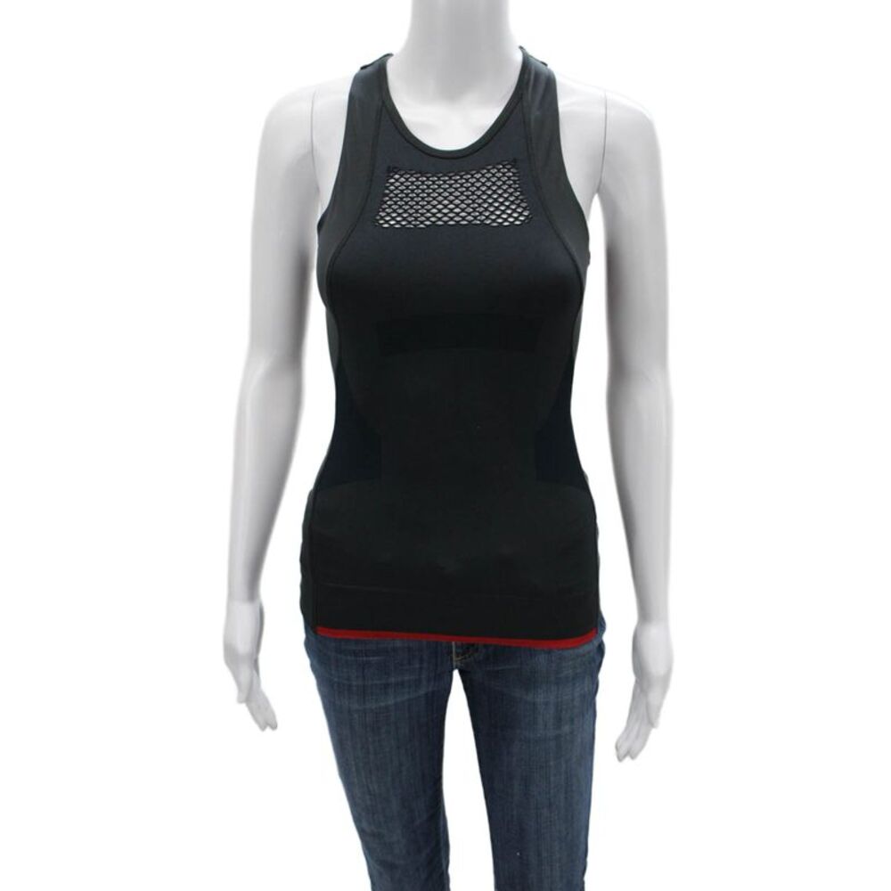 Adidas by Stella McCartney Womens Mesh Trim Crew Neck Tank Top Gray Size XS